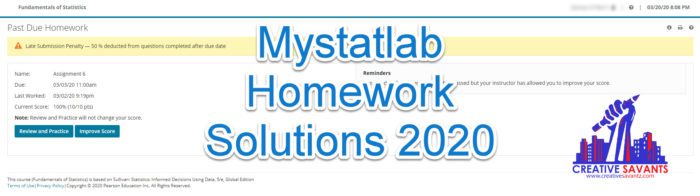 Mystatlab Homework Solutions 2022