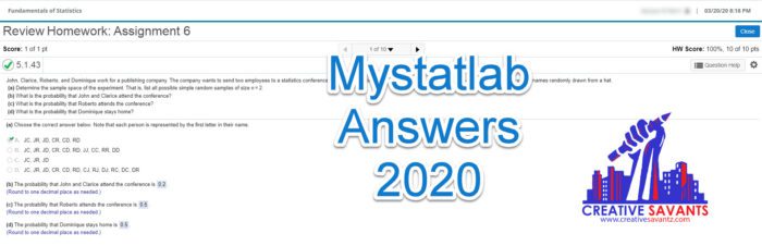 mystatlab statistics homework answers quizlet