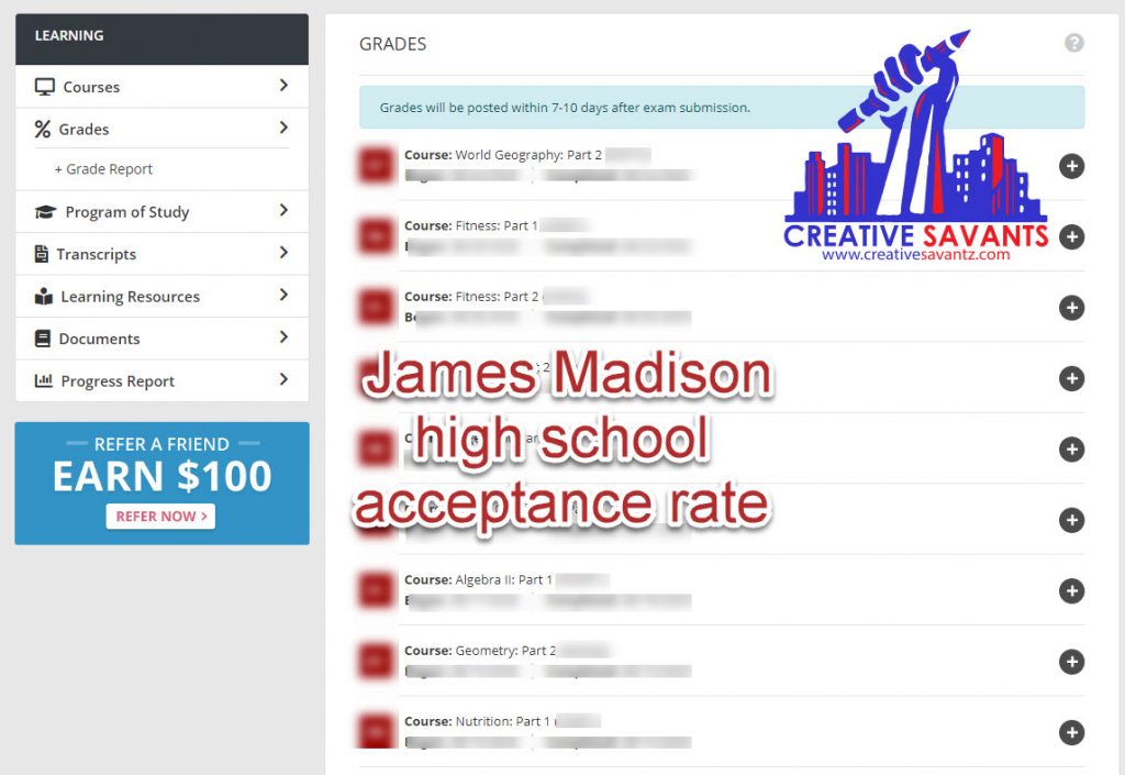 James Madison high school acceptance rate