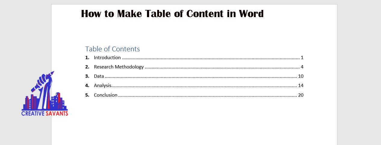 table of content 
