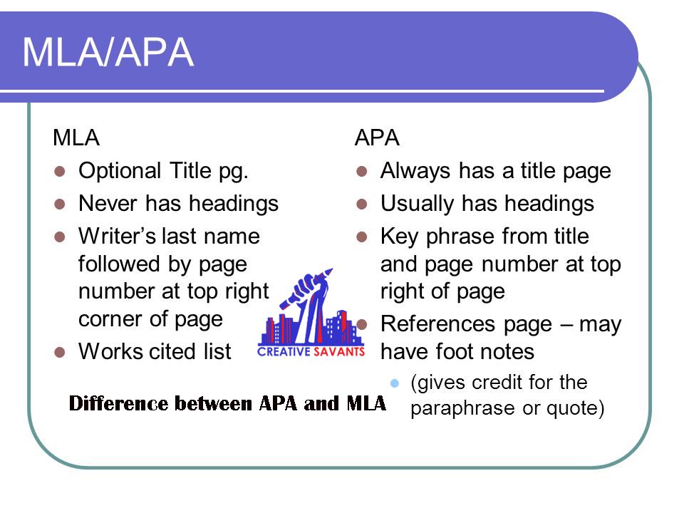 difference between MLA and APA