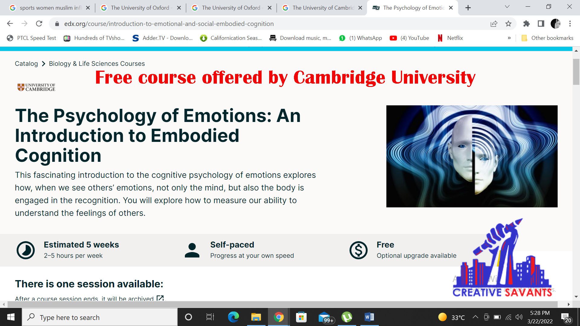 free online course by Cambridge university
