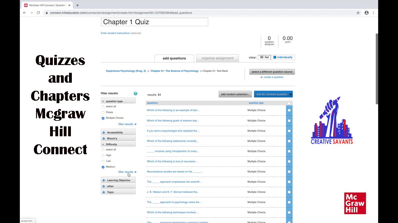 mcgraw hill connect chapter 3 homework answers