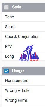 how to hide e-rater feedback categories