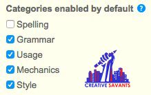 categories for Turnitin grammar checking tool