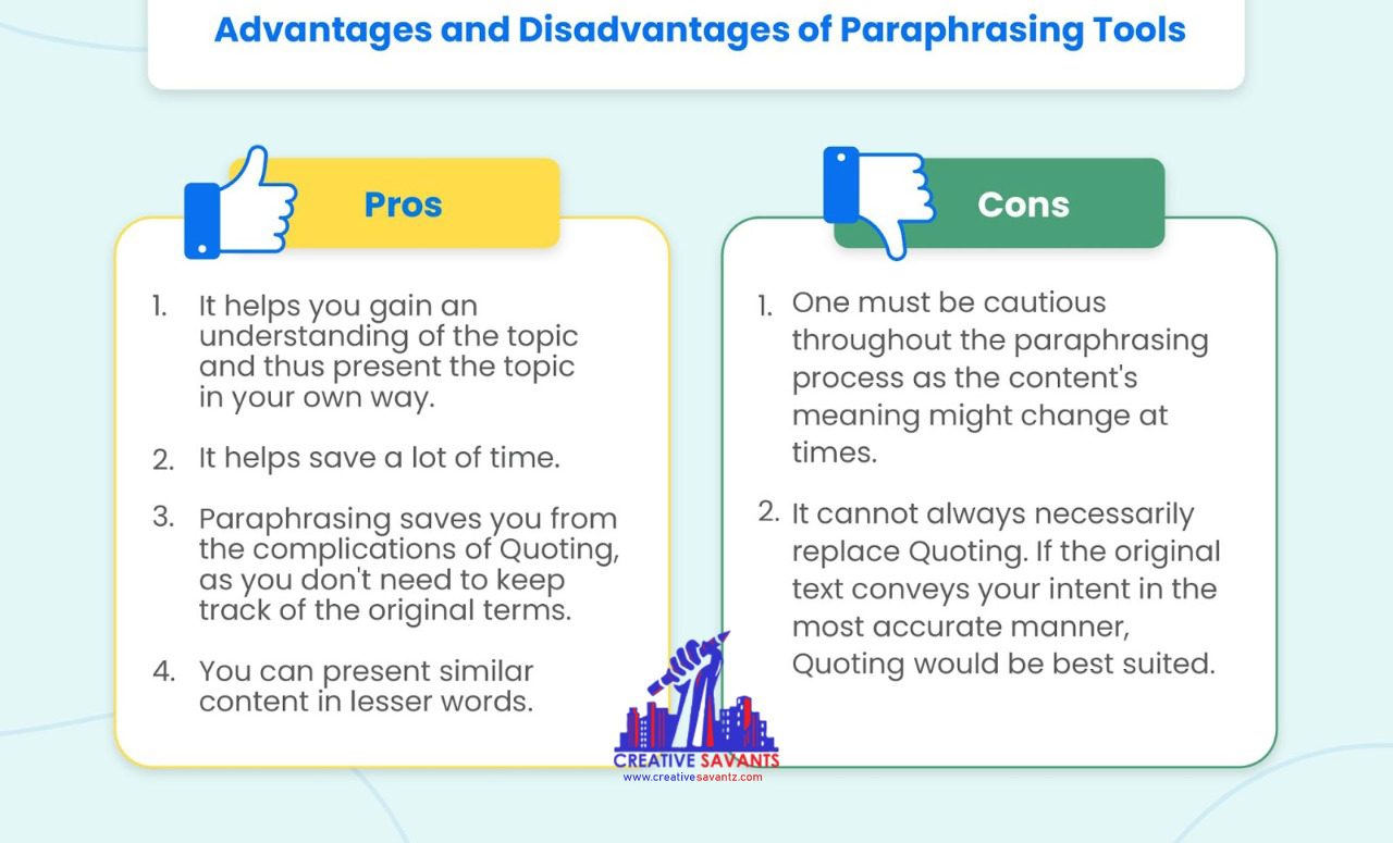 pros and cons of paraphrasing tools