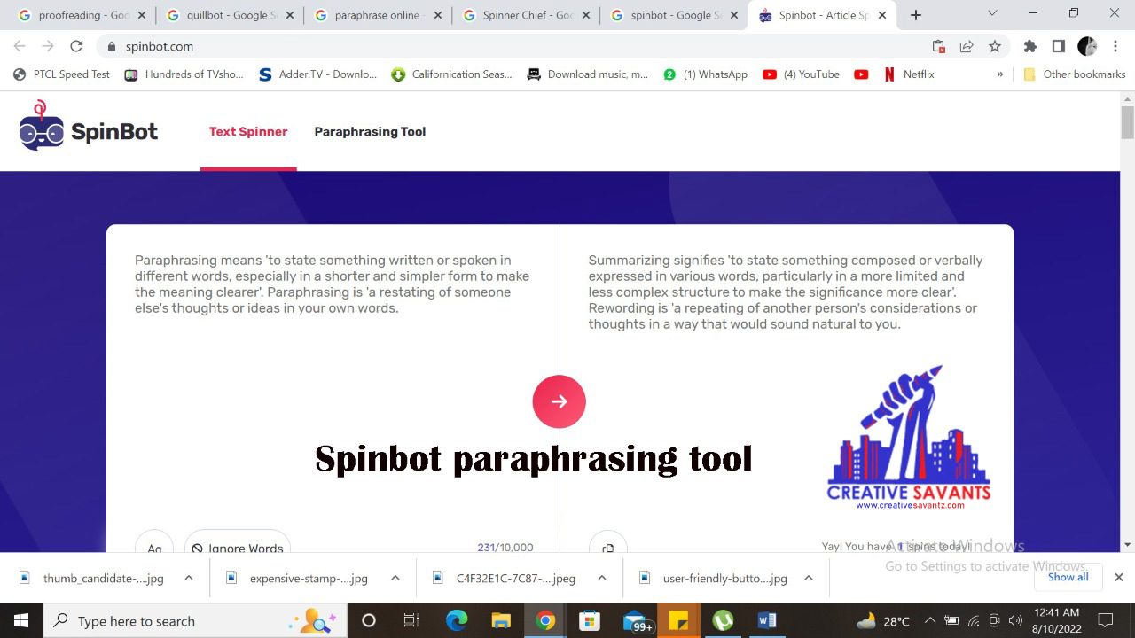 spinbot paraphrasing tool