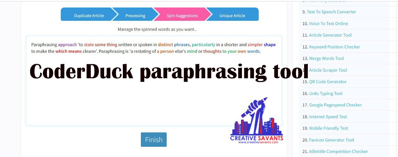 coderduck paraphrasing tool
