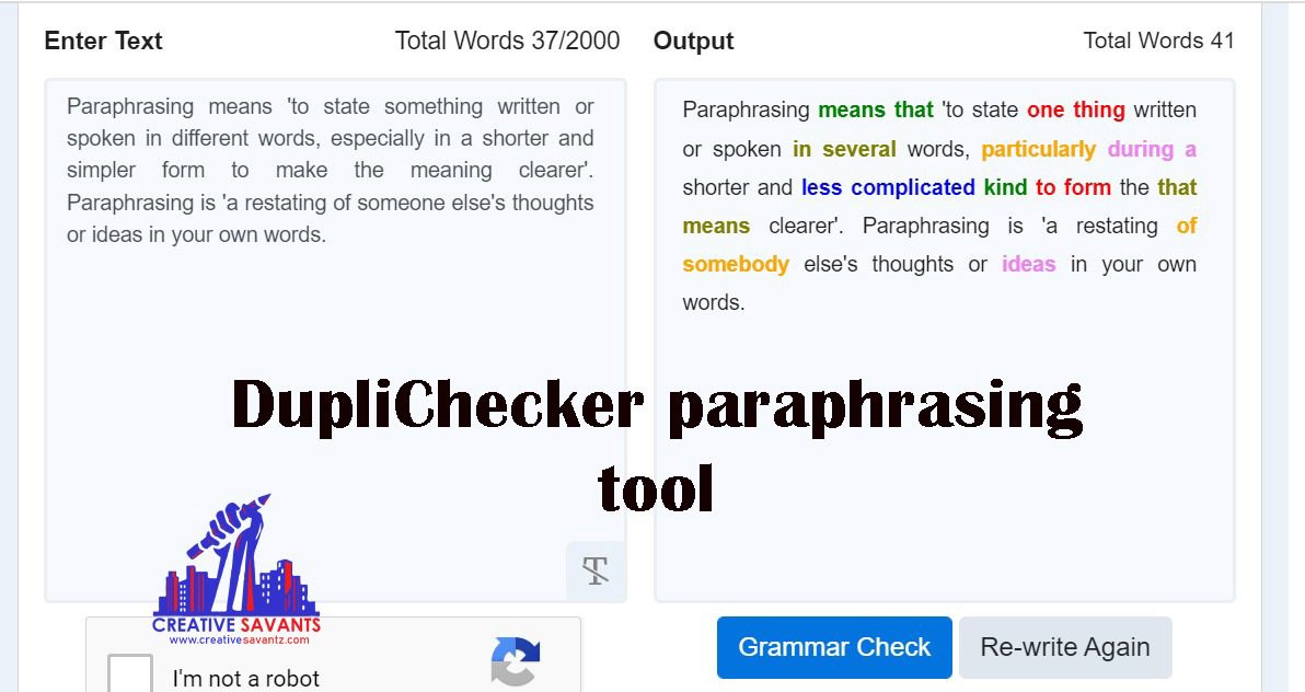 DupliChecker paraphrasing tool