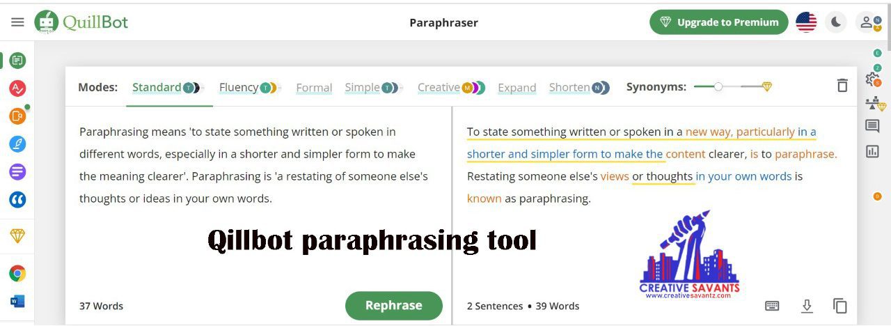 Quillbot paraphrase tool