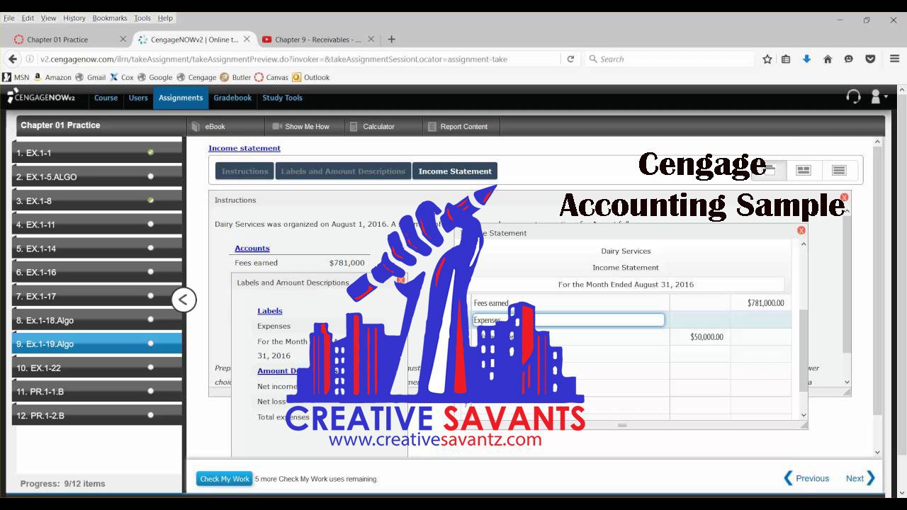 Cengage accounting samples