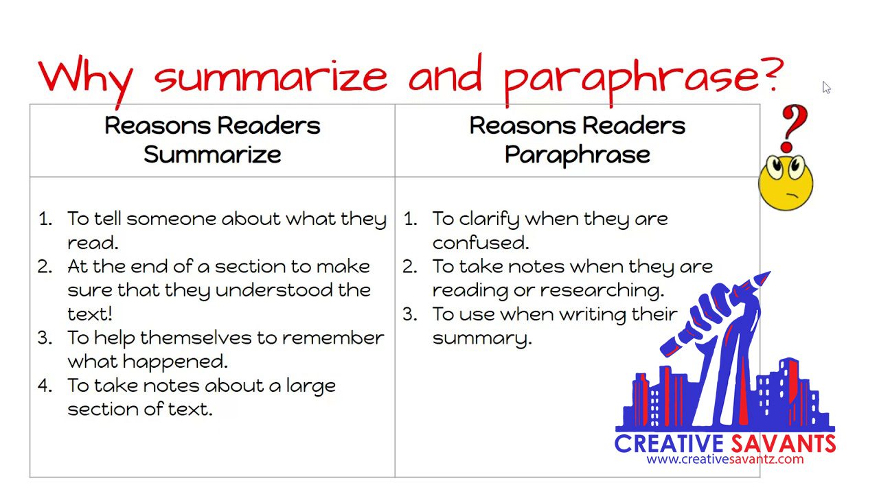 Paraphrasing and summarizing