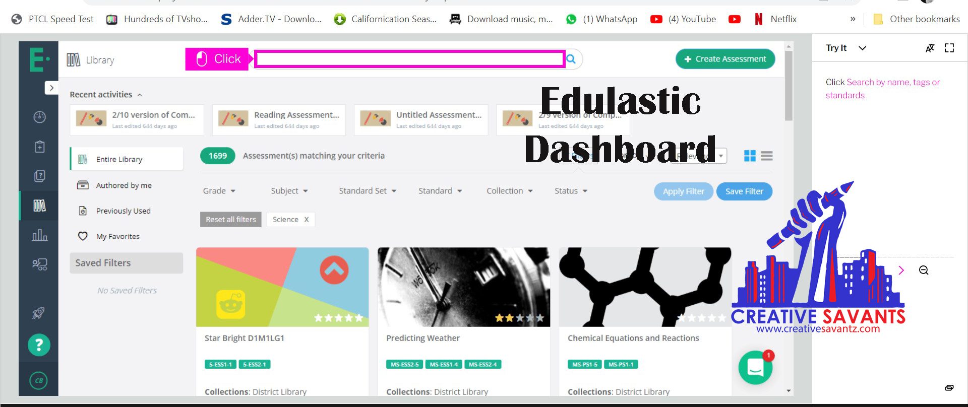 Edulastic dashboard