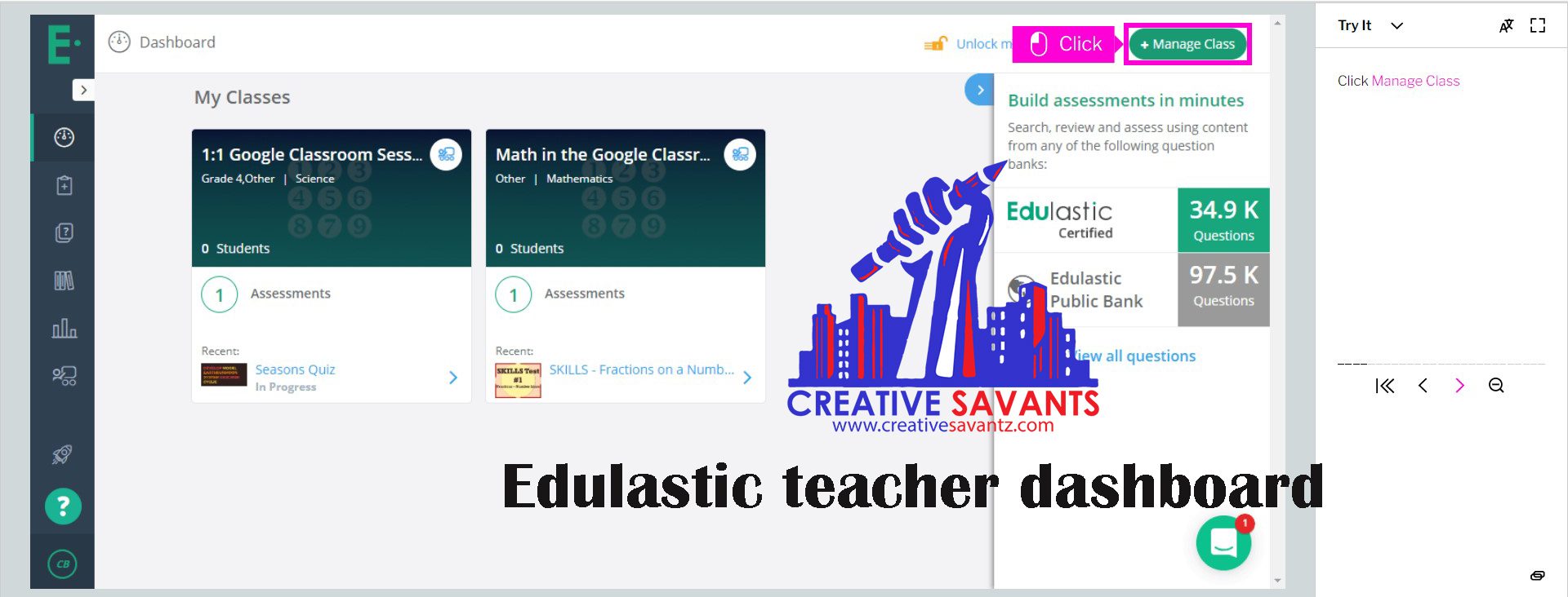 Edulastic teacher dashboard