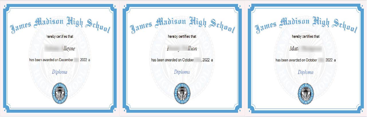 james madison certificate