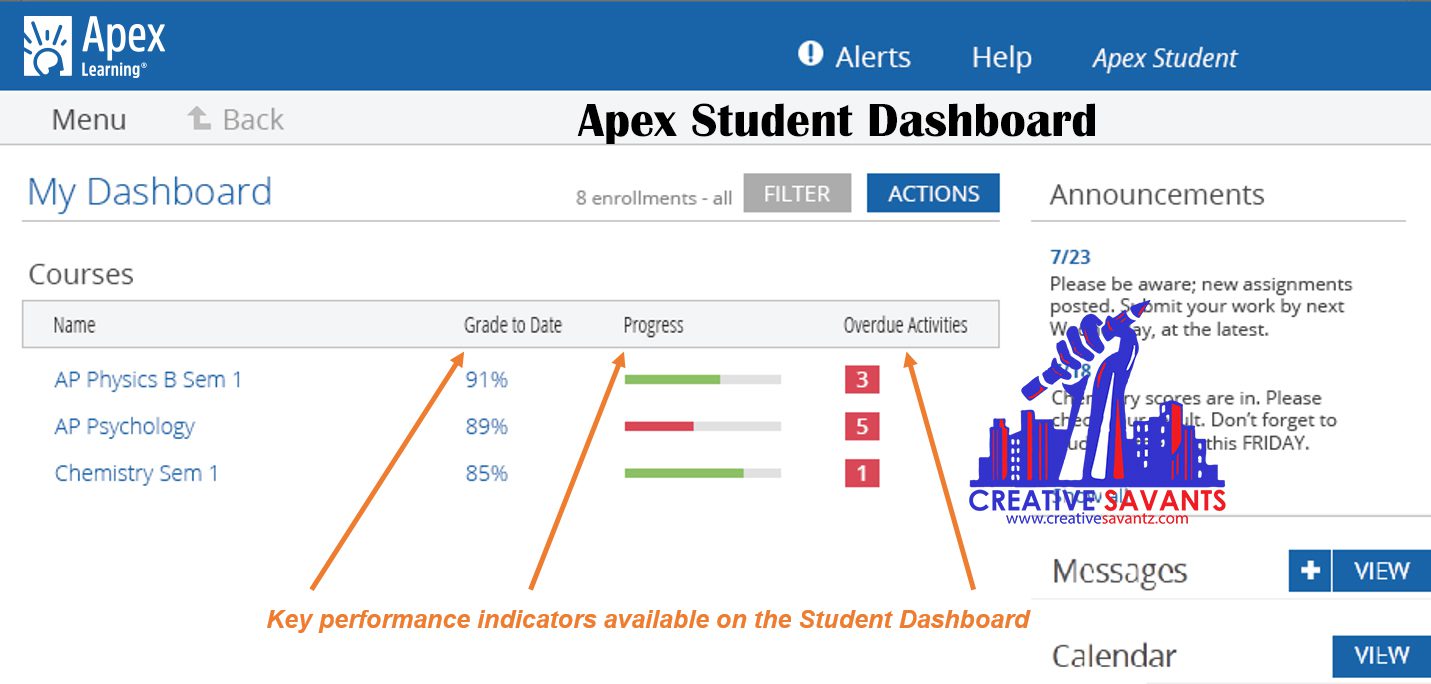 Apex student dashboard