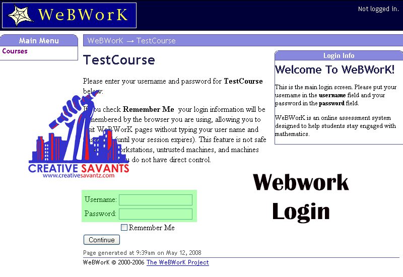 Webwork Login