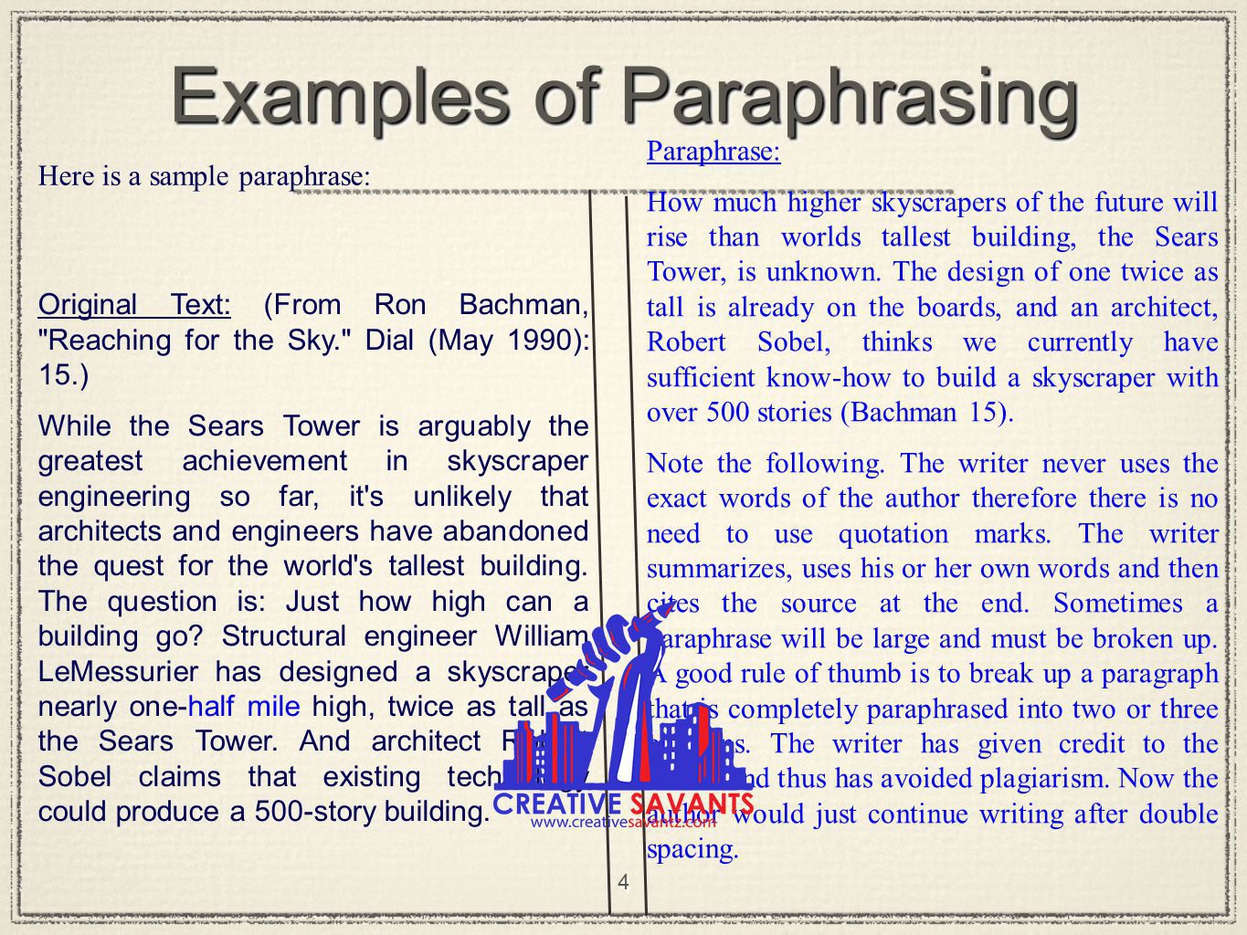 example of paraphrasing